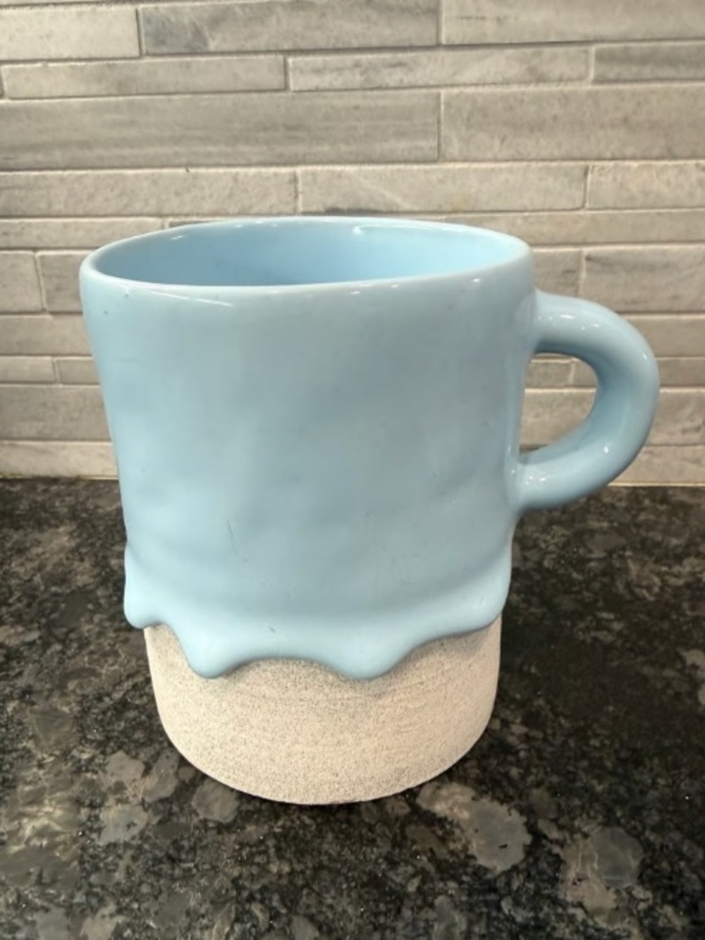 Light Blue Ceramic Drip Accent Mug - Home Art